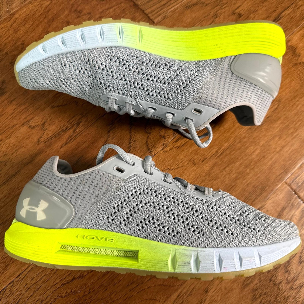 Under Armour HOVR Sonic Bluetooth running Shoe Womens Size 9.5 Grey Neon 3021588